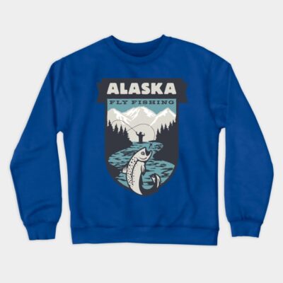 Alaska Fly Fishing Action Design Crewneck Sweatshirt Official Fishing Merch