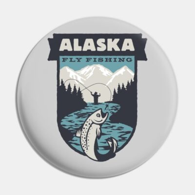 Alaska Fly Fishing Action Design Pin Official Fishing Merch