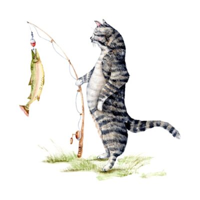 Cat Fishing Throw Pillow Official Fishing Merch