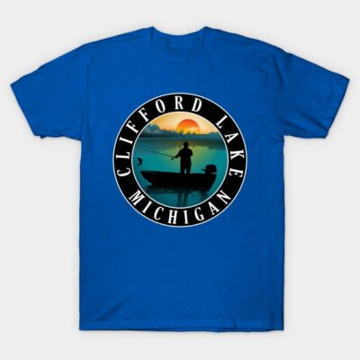 Clifford Lake Fishing Michigan Sunset T-Shirt Official Fishing Merch