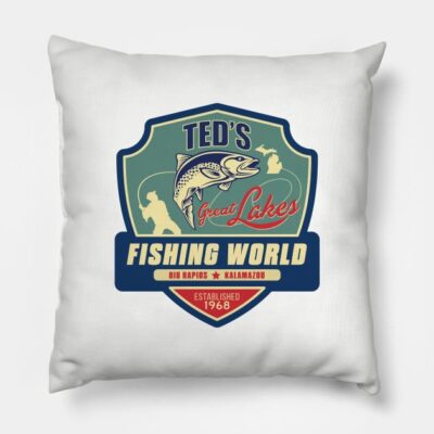 Teds Fishing World Throw Pillow Official Fishing Merch
