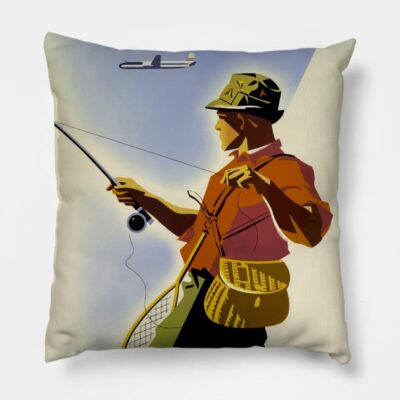 Colorado Vintage Travel United Airlines Throw Pillow Official Fishing Merch