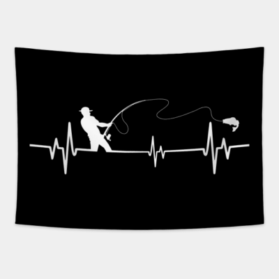 Fishing Heartbeat Cool Funny Fishing Lovers Gift Tapestry Official Fishing Merch