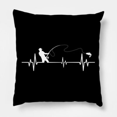 Fishing Heartbeat Cool Funny Fishing Lovers Gift Throw Pillow Official Fishing Merch