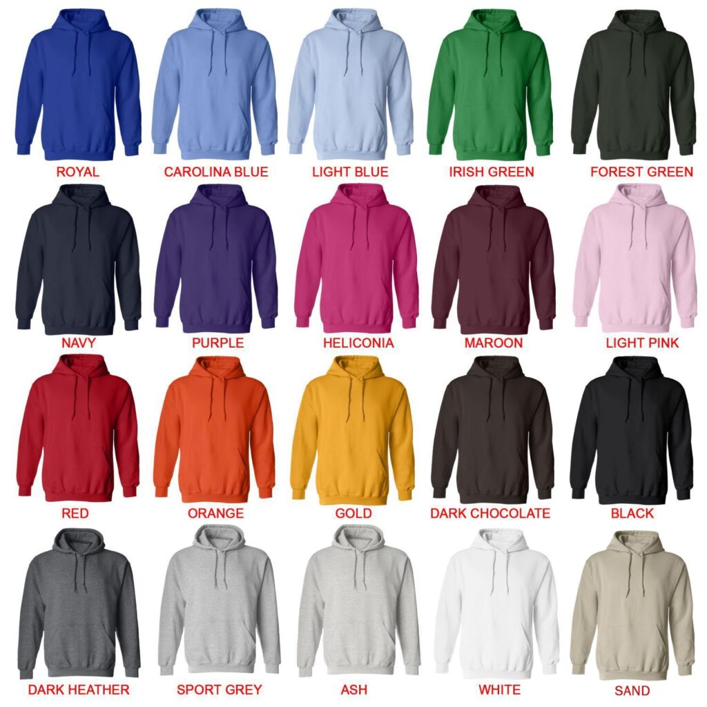 hoodie color chart - Fishing Gifts Store
