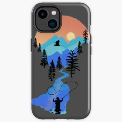 Fly Fishing Mountain Sunset By Teecreations Iphone Case Official Fishing Merch