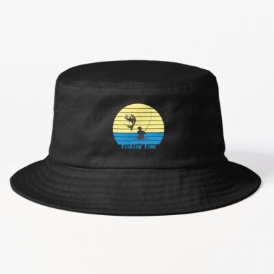 Time For Fishing Fishing Time Fishing Fish Fish Fly Fishing Angler. Bucket Hat Official Fishing Merch