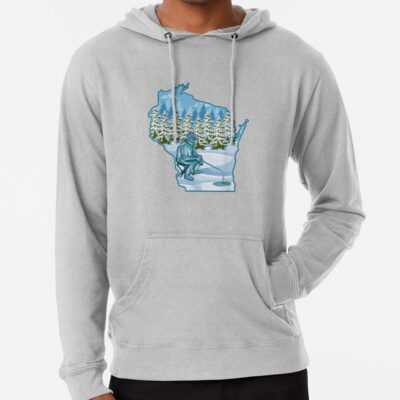 Wisconsin Ice Fishing State Map Gift For Fisherman Hoodie Official Fishing Merch
