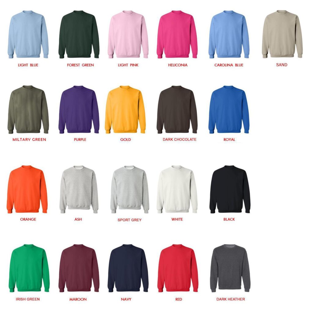 sweatshirt color chart - Fishing Gifts Store