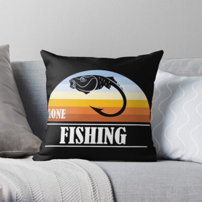Gone Fishing Is A Unique Design Showing Carp Fishing Throw Pillow Official Fishing Merch