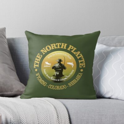 North Platte River Fly Fishing (Fsh) Throw Pillow Official Fishing Merch