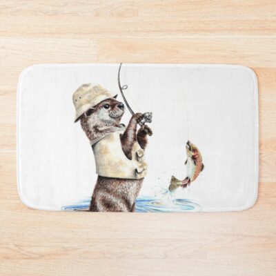 Nature'S Fisherman - Otter Trout Fishing Bath Mat Official Fishing Merch