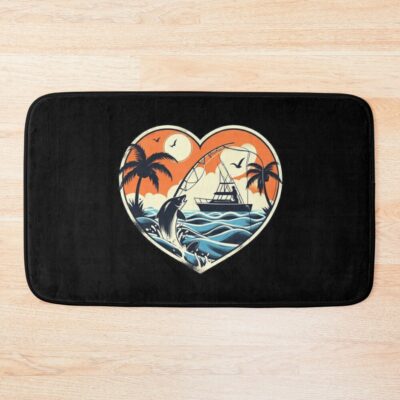Saltwater Fishing On The Coast Bath Mat Official Fishing Merch