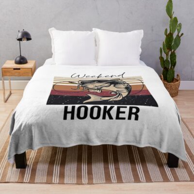 Funny Weekend Hooker Fishing Throw Blanket Official Fishing Merch