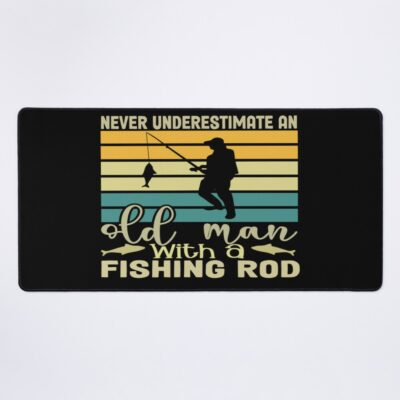 Never Underestimate An Old Man Wiat A Fishing Rod Mouse Pad Official Fishing Merch
