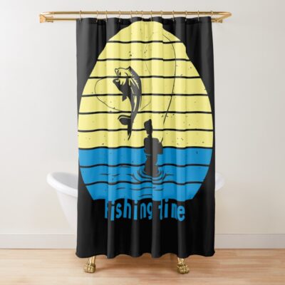 Time For Fishing Fishing Time Fishing Fish Fish Fly Fishing Angler. Shower Curtain Official Fishing Merch
