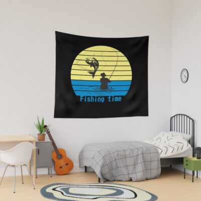 Time For Fishing Fishing Time Fishing Fish Fish Fly Fishing Angler. Tapestry Official Fishing Merch