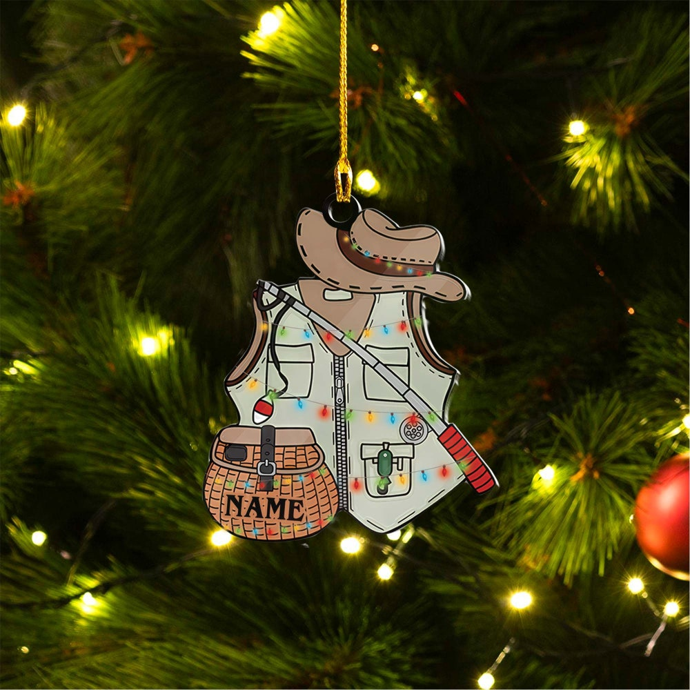 Personalized Go Fishing Christmas Acrylic 2D Flat Ornament 2023